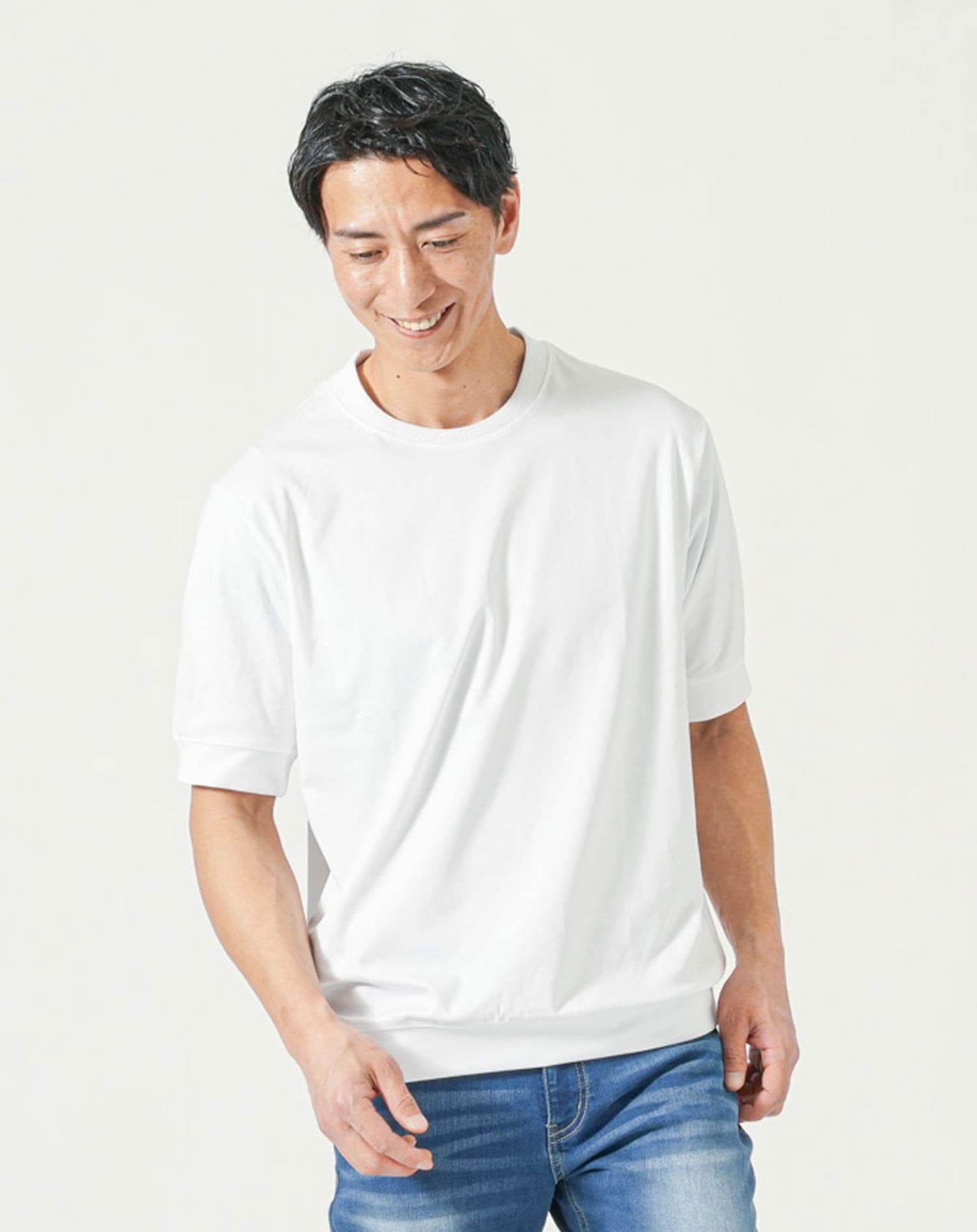 プレミアムコットンビジネス半袖クルーネックTシャツ