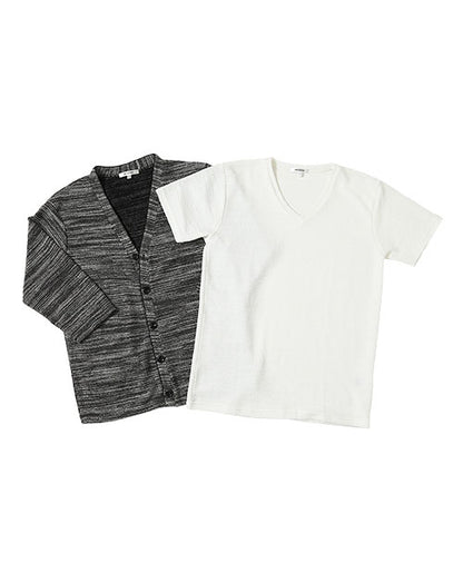 スラブパイルカーディガン×ⅤネックＴシャツ　2点セット