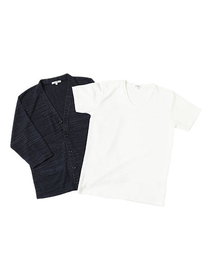 スラブパイルカーディガン×ⅤネックＴシャツ　2点セット