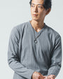 ランダムテレコデザインVネック長袖Tシャツ