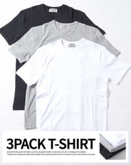 テレコ編み半袖クルーネックTシャツ 3枚セット