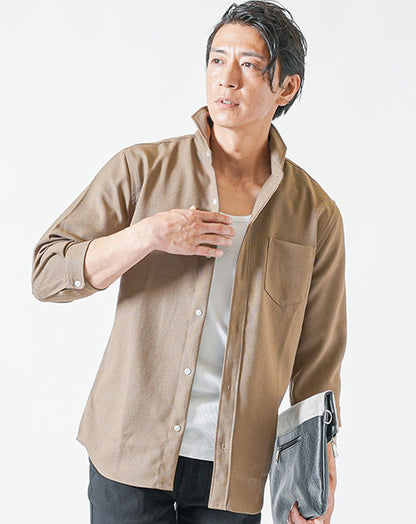 接触冷感ホリゾンタルカラー7分袖シャツ×テレコタンクトップ　2枚セット