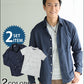 綿麻素材ストレッチ長袖シャツ×制菌加工ＶネックTシャツ　2点セット