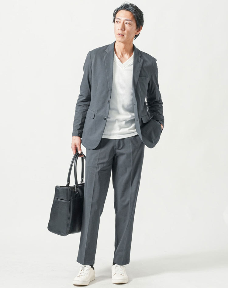 セットアップ ブレサブルクール長袖テーラードジャケット×トラウザーテーパードパンツ