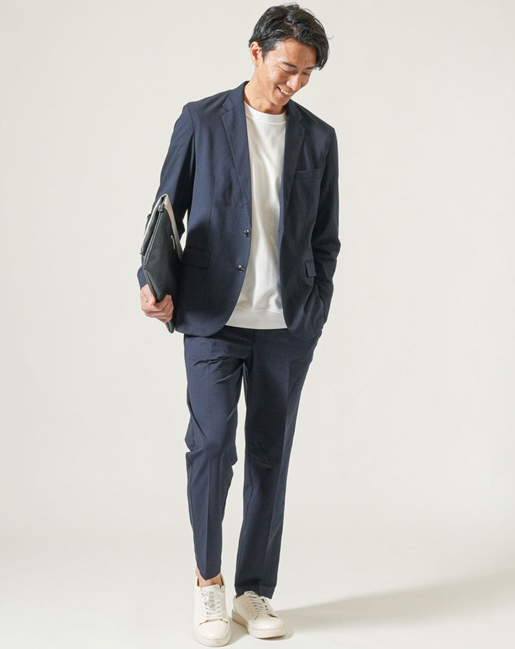セットアップ ブレサブルクール長袖テーラードジャケット×トラウザーテーパードパンツ
