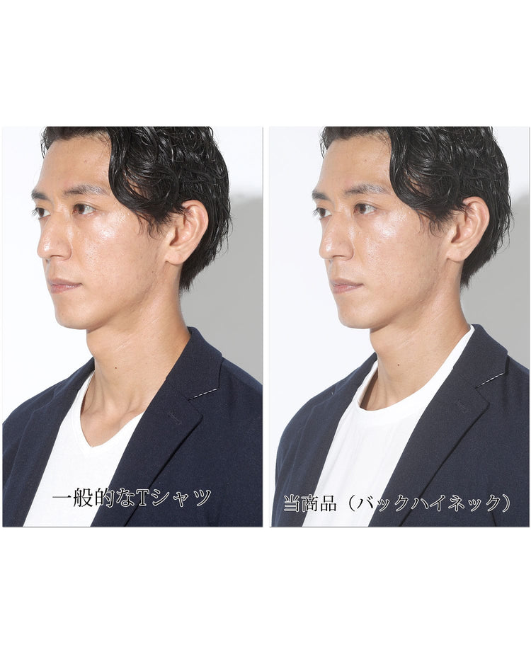Tシャツの襟が高くジャケットのインナーにおすすめのジャケット専用Tシャツ