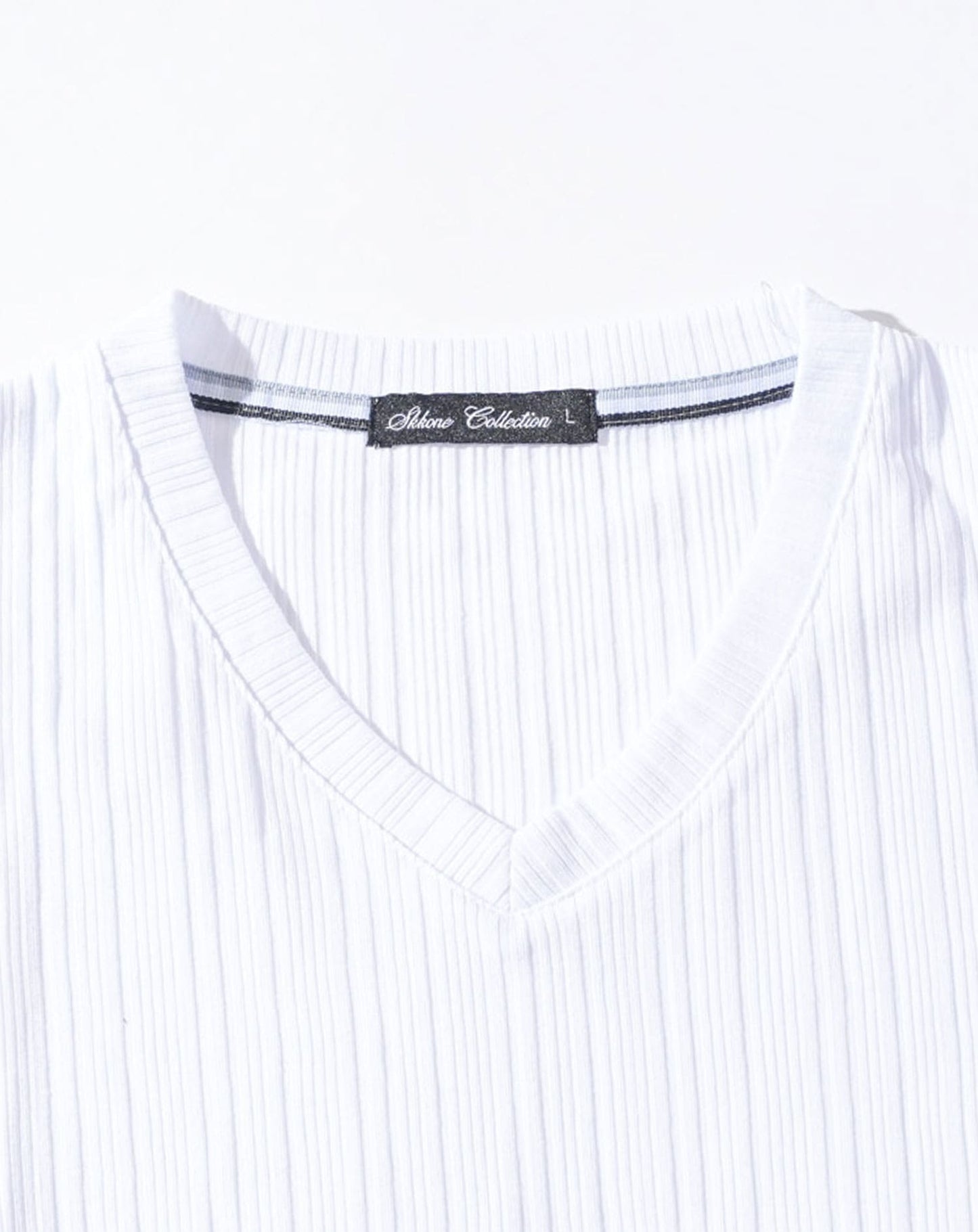 平織り7分袖オンブレチェックシャツ×半袖VネックTシャツ　2枚セット