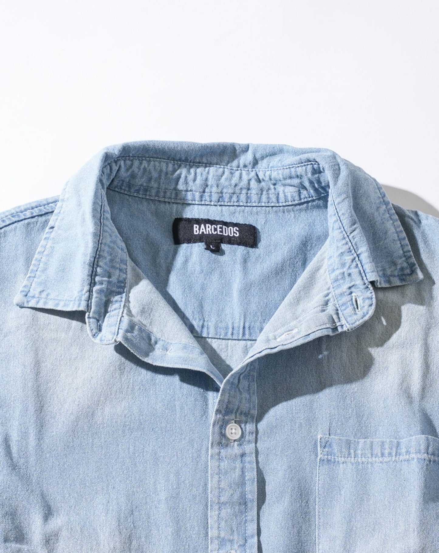 ウォッシュ加工7分袖デニムシャツ×半袖VネックTシャツ　2枚セット