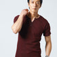 ランダムテレコ素材ヘンリーネック半袖Ｔシャツ