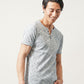 ランダムテレコ素材ヘンリーネック半袖Ｔシャツ