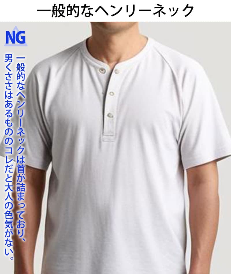 ランダムテレコ素材ヘンリーネック7分袖・半袖Ｔシャツ