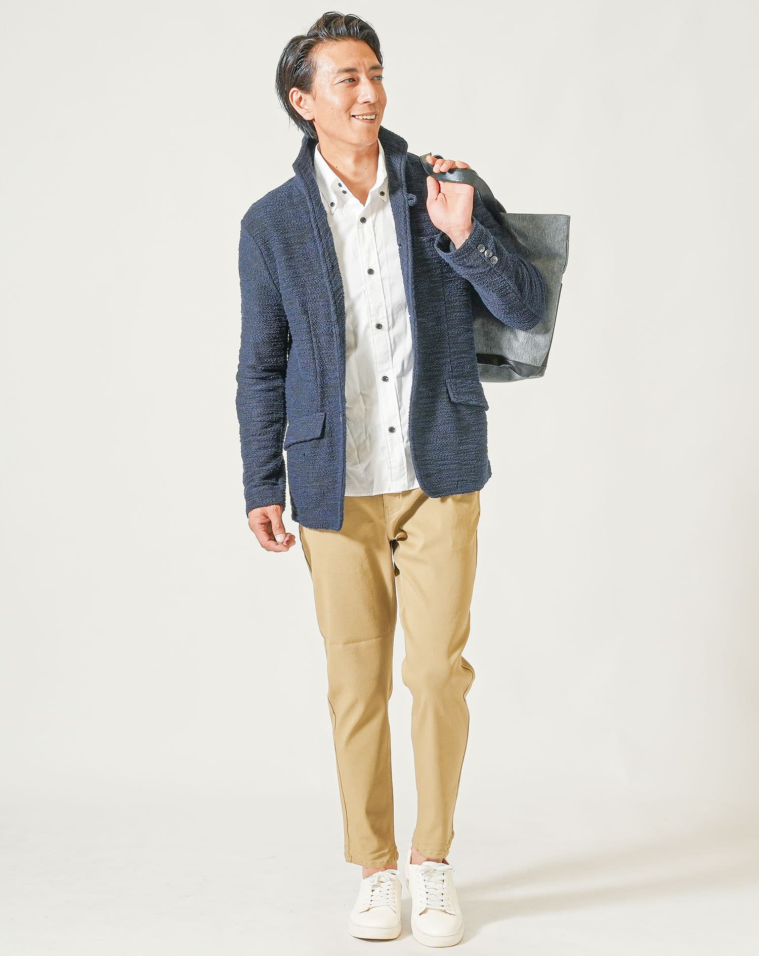 厚手生地ストレッチテーパードチノパンツ