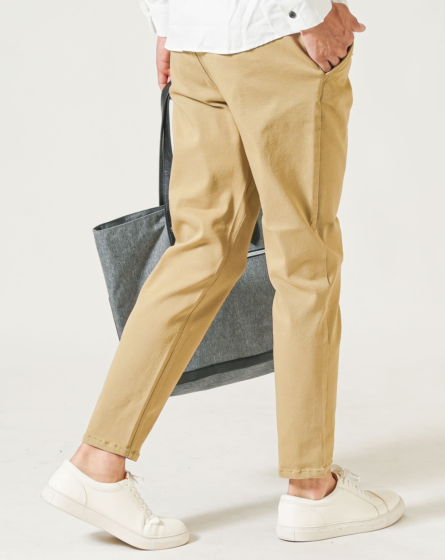 厚手ストレッチテーパードチノパンツ メンズ細身 ｜ メンズ