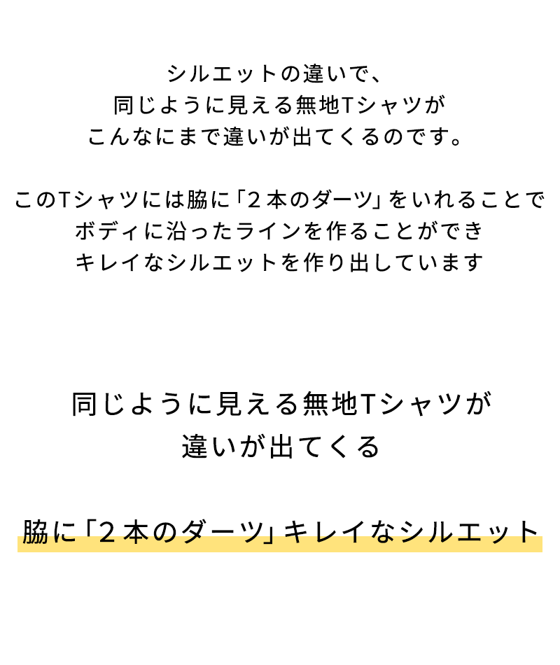 乳首が透けない白Tシャツ 2枚仕立てランダムテレコVネック無地Tシャツ ７分袖・長袖・半袖