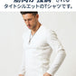 がっちり体型の方におすすめランダムテレコ編みVネック長袖Ｔシャツ