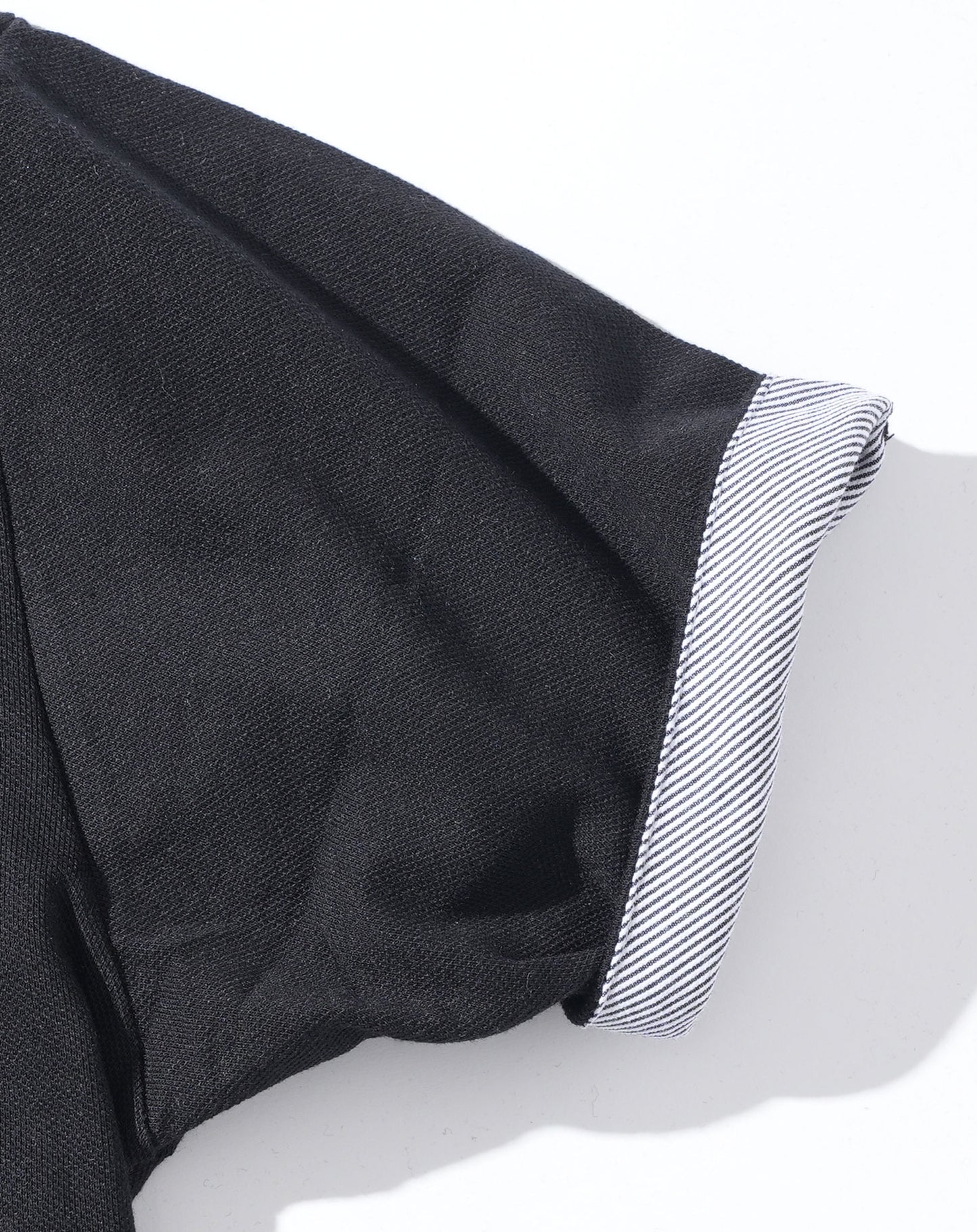 フェイクレイヤードトリコロールライン半袖スキッパーポロシャツ