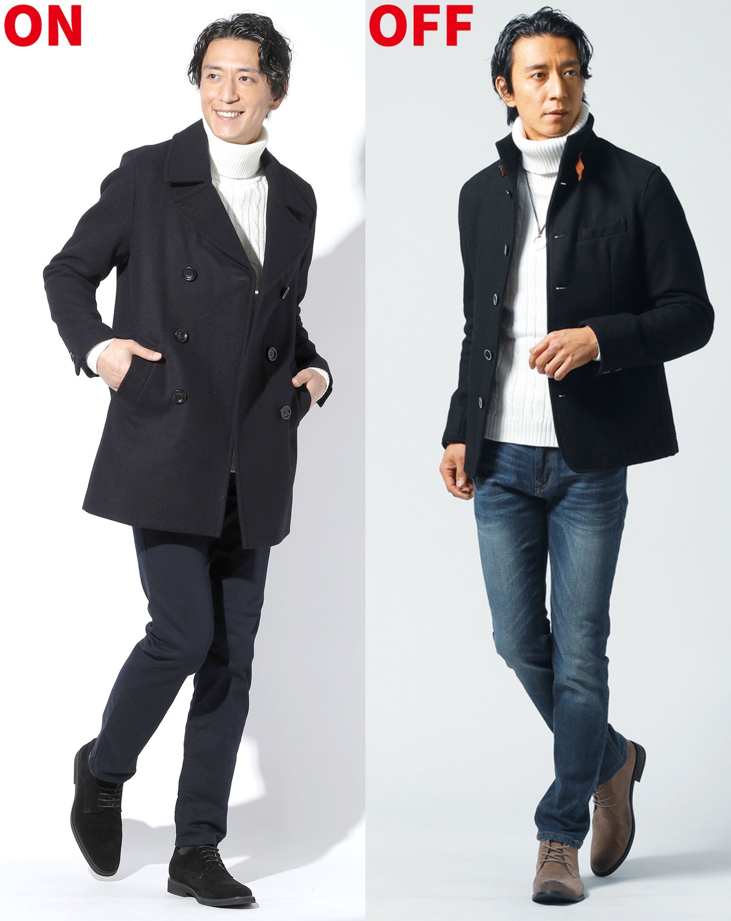 ケーブル編みタートルネックコットンニット