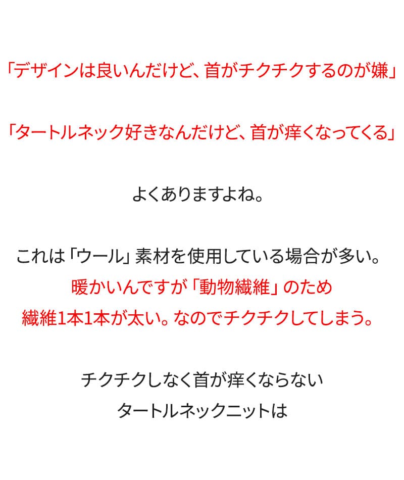 ケーブル編みタートルネックコットンニット