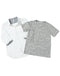 裏地ストライプ綿麻7分袖シャツ×抗菌防臭機能付きVネックTシャツ　2点セット