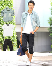 ★セット買い★シャツ×カットソー×クロップドパンツの3点コーデセット　EQ