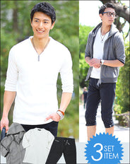 ★セット買い★パーカー×カットソー×クロップドパンツの3点コーデセット　ET