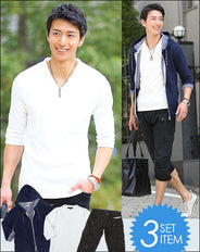 ★セット買い★パーカー×カットソー×クロップドパンツの3点コーデセット　EX