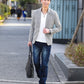 3点コーデセット☆大人デートに最適なジャケットセット☆千鳥格子ジャケット×白Tシャツ×紺デニムパンツ　185