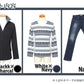 ☆ジャケットセット☆黒×チャコールジャケット×ボーダーTシャツ×紺デニムパンツの3点コーデセット　186