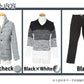 ☆ジャケットセット☆グレンチェックジャケット×黒×白ニット×黒パンツの3点コーデセット　190