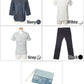 紺デニムシャツ×白Tシャツ×グレーTシャツ×黒パンツのコーディネートセット　202