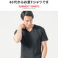 厚手生地＆接触冷感スリムフィット半袖VネックTシャツ
