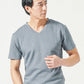 厚手生地＆接触冷感スリムフィット半袖VネックTシャツ