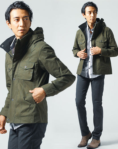 ボリュームネックジャケット×ストライプシャツ×チェックパンツ　3点セット