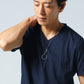 ランダムテレコ素材半袖スリムVネックTシャツ