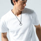 ランダムテレコ素材半袖スリムVネックTシャツ