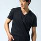 脱ぎ着がしやすい！ぐーんと伸びる膨れバイアス柄半袖VネックTシャツ