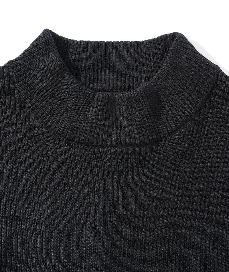 リブ編みハイネックニット