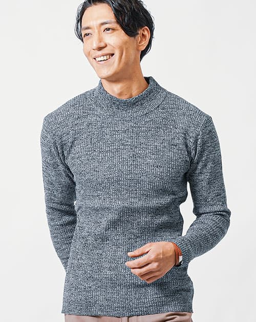 リブ編みハイネックニット