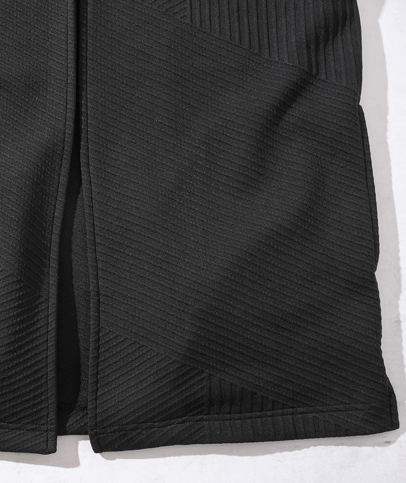 バイアス7分袖ボタンレスセミロングフーディガン