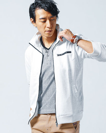 スタンドカラージャケット×ワッフル半袖Ｔシャツ　2点セット