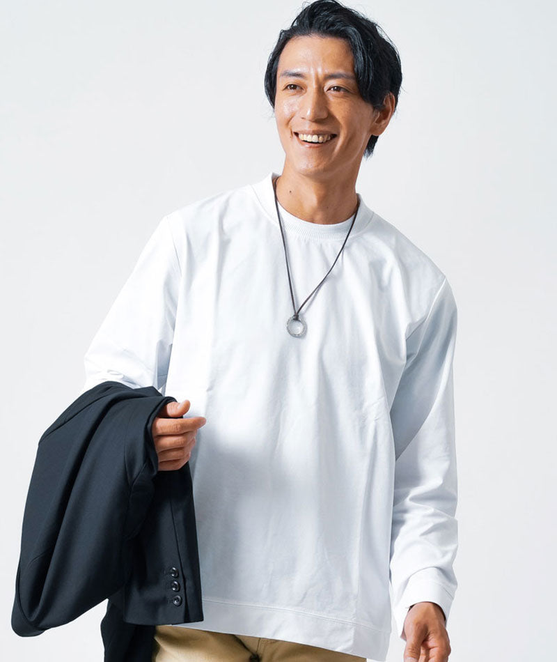 メンズ3点秋コーデセット　黒長袖テーラードジャケット×白長袖Tシャツ×ベージュスリムチノパンツ