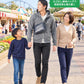 遊園地40代50代の服装3点メンズコーデセット  グレージップパーカー×白VネックTシャツ×黒スキニーチノパンツ