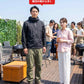 バーベキュー（BBQ）40代50代春～秋の服装3点メンズコーデセット 黒5分袖カーディガン×ストライプ半袖Tシャツ×アンクルデニムパンツ