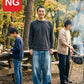 バーベキュー（BBQ）40代50代の服装3点メンズコーデセット チャコールグレーフーディガン×黒VネックTシャツ×ネイビーデニムパンツ
