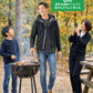 バーベキュー（BBQ）40代50代の服装3点メンズコーデセット グレーパーカー×黒クルーネックTシャツ×カーキスキニーチノパンツ (コピー)