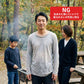 バーベキュー（BBQ）40代50代の服装3点メンズコーデセット グレーパーカー×黒クルーネックTシャツ×カーキスキニーチノパンツ (コピー)