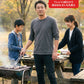 バーベキュー（BBQ）40代50代の服装3点メンズコーデセット 黒カーディガン×ワインVネックTシャツ×ネイビーテーパードデニムパンツ