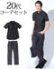 20代社会人メンズ2点コーデセット 黒形態安定ラインデザイン半袖シャツ型ポロシャツ×ネイビースリムストレッチデニムパンツ biz