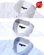 日本製ワイシャツ3枚セット 白形態安定ラインデザイン長袖シャツ×白形態安定長袖シャツ×ブルー形態安定長袖シャツ Designed by Bizfront in TOKYO