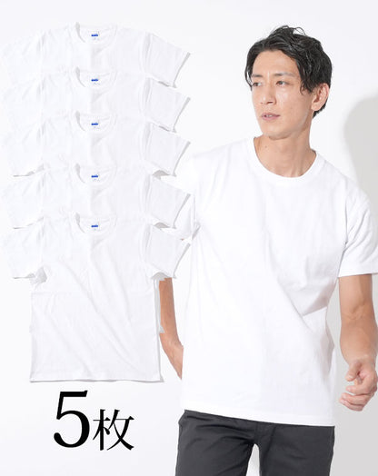 厚手 Tシャツ メンズ 半袖 5枚セット おしゃれ ブランド 人気 おすすめ 無地 コーデ 白Tシャツ×5